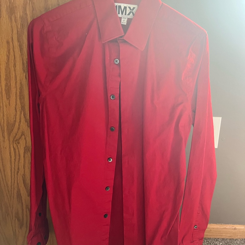 Express Red Casual Button Down Shirt